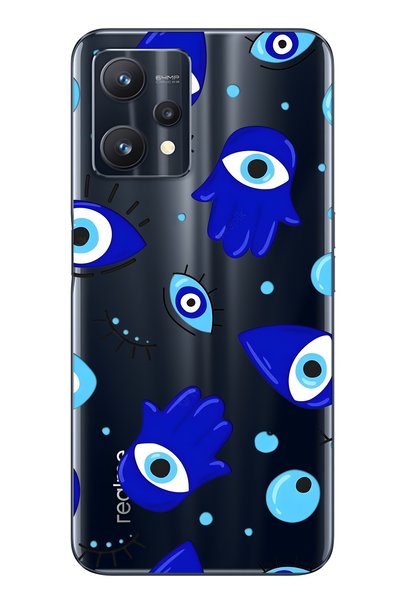 FLAMENKO حافظة هاتف شفافة بنمط يد هامسا متوافقة مع هاتف Realme 9 Pro