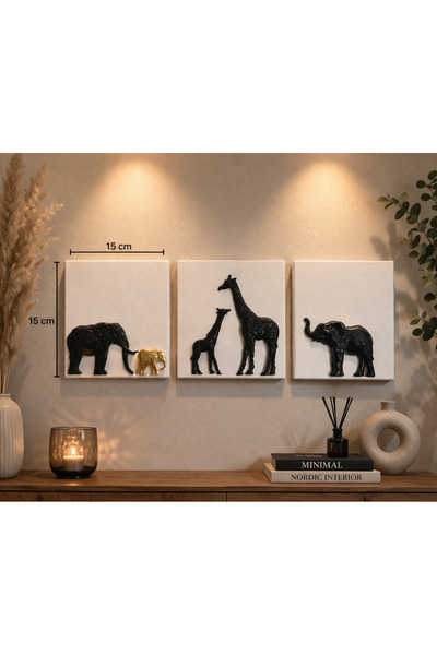 MoonArt Kabartmalı Safari Trio Tablo
