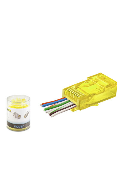 naque موصل Cat6 Ez Rj45 - 100 قطعة باللون الأصفر / صندوق بلاستيكي خاص ND2400