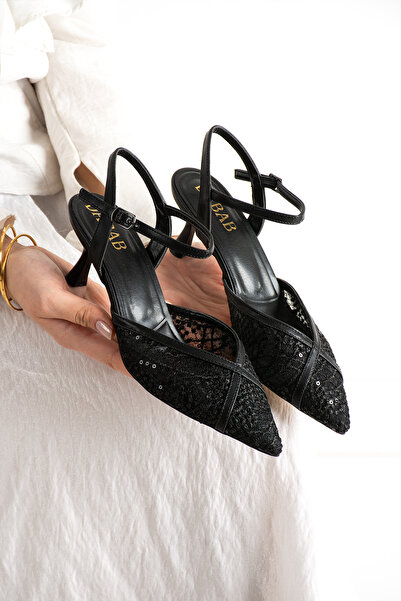 dabab shoes LACEVA Γυναικεία Μαύρα Δαντελένια Παπούτσια με Λεπτομέρεια Μυτερή...