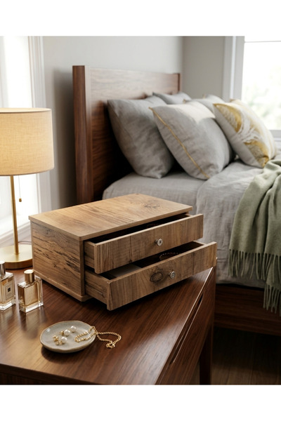 MONTETOYS Ξύλινος Οργανωτής Μακιγιάζ Πολλαπλών Χρήσεων με Συρτάρια, Διακοσμητ...