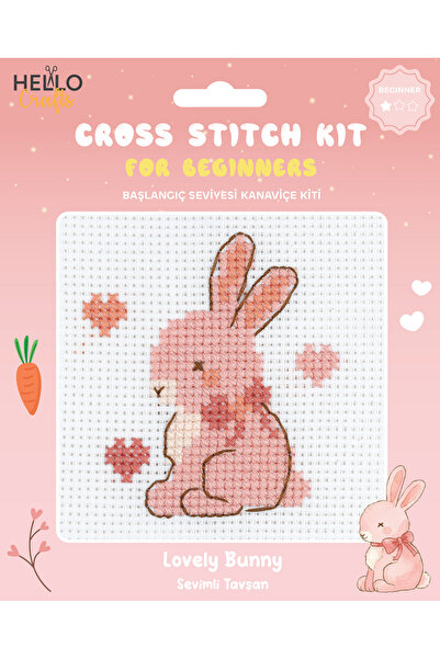 Hello Beginner Cross Stitch Kit Cute Rabbit