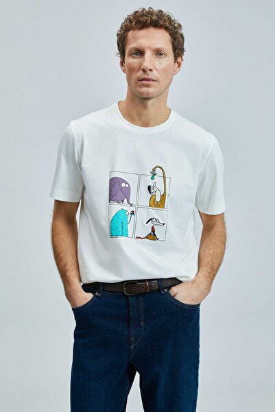 Lufian Funky μοντέρνο γραφικό μπλουζάκι σε λευκό χρώμα