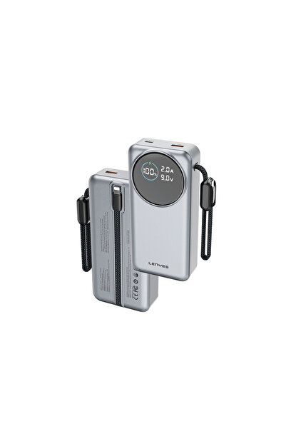 Lenyes PX2004D Dijital LED Ekranlı Lightning Kablolu Powerbank 22.5W 20.000mA...