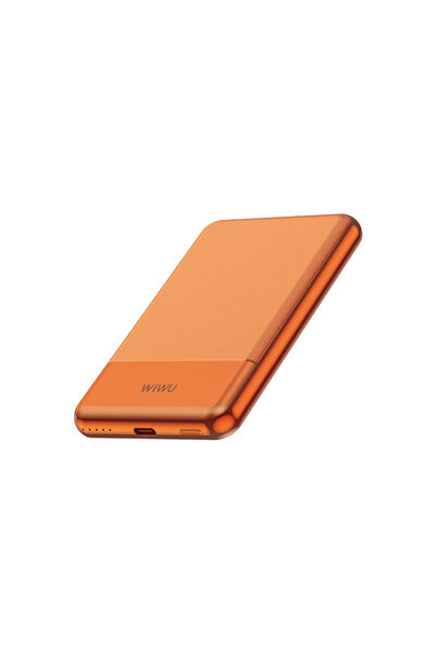 WIWU Wi-P088 LED Işık Göstergeli PD 20W Kablosuz Powerbank 5000mAh 15W Turuncu