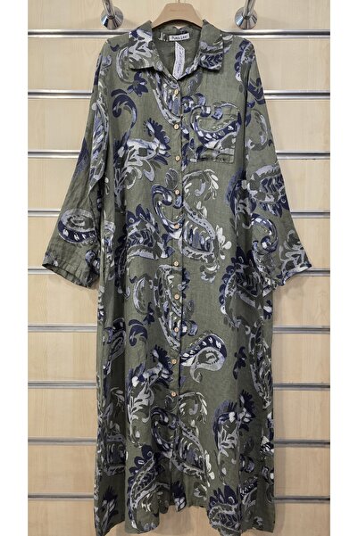 Park Moda Ιταλικό λινό φόρεμα με σχέδιο σάλι