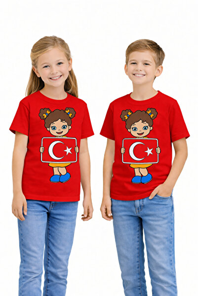 VODEXA Unisex dečija majica sa EID printom, 100% pamuk – crvena unisex letnja...