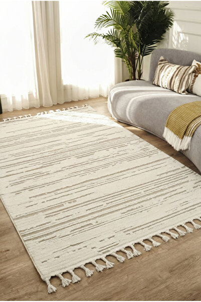 essense Home&Living RUSTİC HALI Bukleli Yumuşak Peluş Krem Oturma Odası Salon...