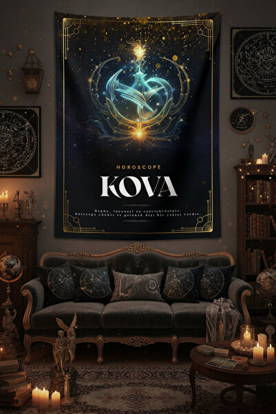 Vagonik Астрологичен гоблен за стена с мистични мотиви на зодия Водолей, моде...