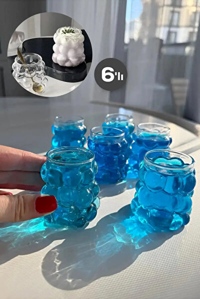 Nova 6lı Mini Boncuk Şekilli Bardak Kahve Yanı