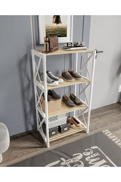 interhomestyle ZENNA 4 KATLI Dekoratif Çok Amaçlı AYAKKABILIK BEYAZ-Ahşap