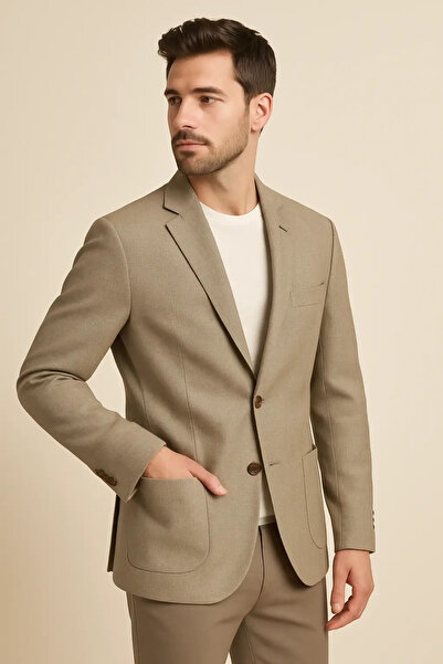 AZALEA Ανδρικό Λινό Σακάκι Μπεζ - Απόλυτη Κομψότητα, Χωρίς Περιορισμούς