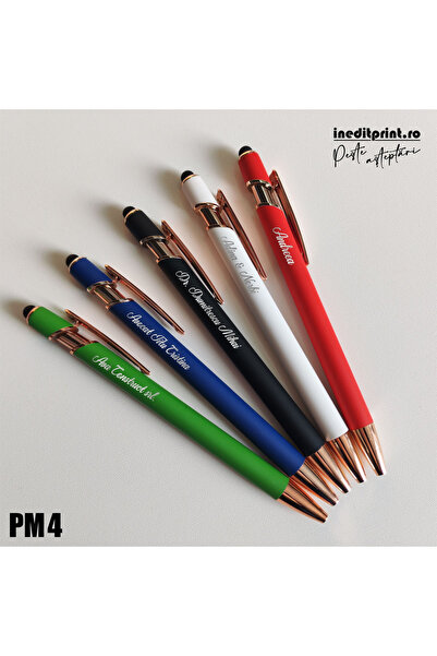 Inedit Print Pix μεταλλικό στυλό τσιμπίδας TOUCH ROSES, rosu PI8