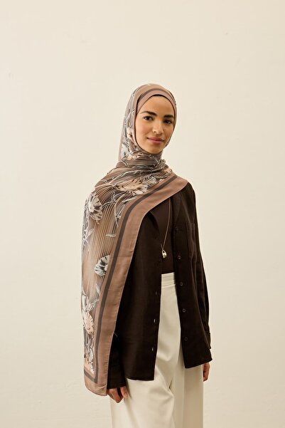 Modakaşmir Floral Line Pattern Liva Modal Shawl