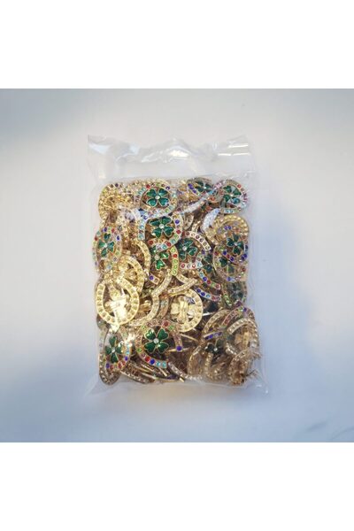 Flippy Σετ 100 καρφίτσες διακοσμημένες με πέτρες, σε σχήμα οπλής με μοτίβο τρ...