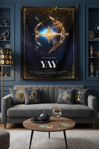 Vagonik Sagittarius Astrology Themed Mystical Patterned Wall Cloth Tapestry P...