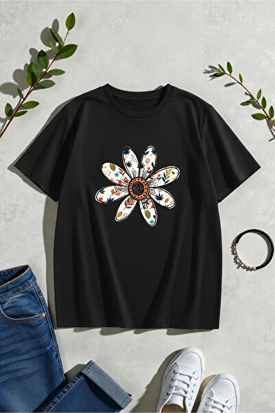 uyguntarz Μπλουζάκι Unisex με μοτίβο Daisy Printed Design