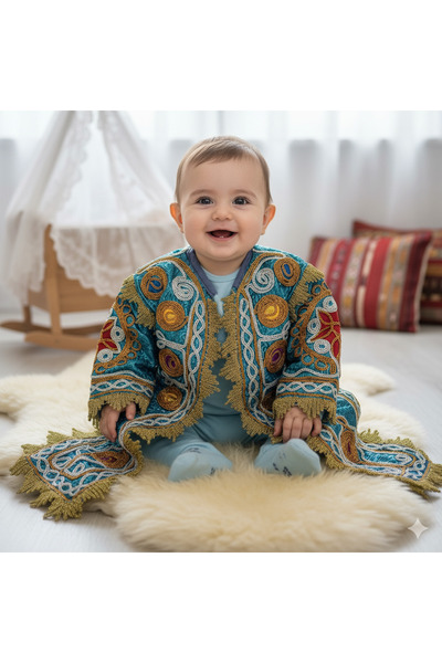 mubigor Osmanlı Motifli Bebek Kaftanı 0-6 Ay Özel Dikim