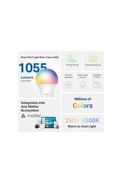 TP-LINK Tapo L535E, Matter Wi-Fi LED Akıllı Ampul