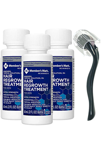 Members Mark Μινοξιδίλη 5%, Για πιο γεμάτο γένιο και μαλλιά, Δερμορόλερ με πρ...
