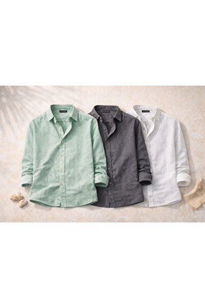 OTAKU Ανδρικό Σετ Πουκάμισων 3 τεμαχίων Premium Sofia Linen – Οικονομικό, Καλ...
