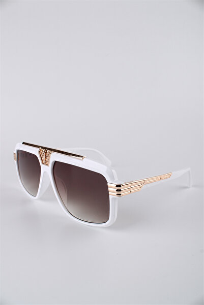 La Viva White Framed Brown Gradient Glass Square Unisex Sunglasses Gg25Lv0228R05