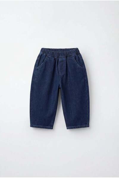 Magu Unisex Children's Cotton Dark Navy Blue Denim Trousers