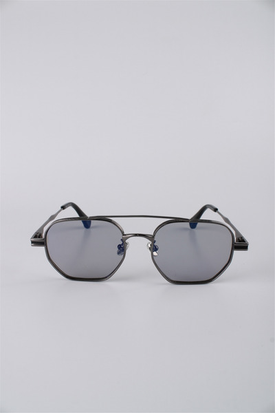 Max Polo Unisex Geometric Smoked Rimmed Metal Sunglasses Gg25Mp3420R05