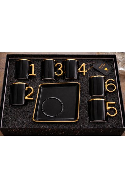 RASHA COLLECTION 6-Piece Black Color Stylishly Designed Cup Set