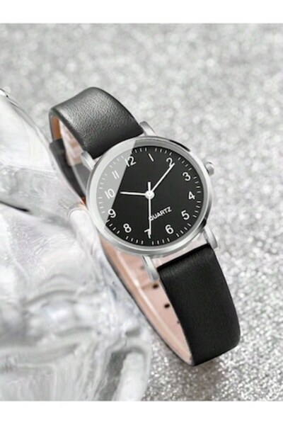 OEM Silver Women's Watch, Silicone Strap, Black Dial