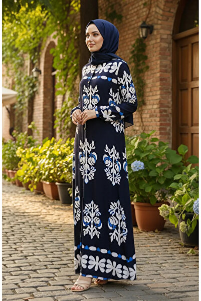 sefamerve Φόρεμα με σχέδια και ελαστικά μανίκια από βισκόζη, τύπου τέσετουρ, ...