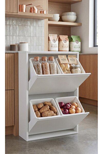 OVROL 4 Kovalı Metal Patates Soğan Dolabı Mutfak Kiler Erzaklık Bakliyat Düze...