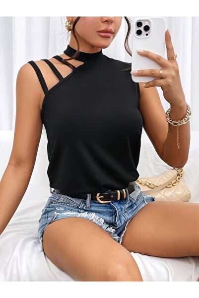 Wear Up Γυναικεία μπλούζα από βισκόζη με λεπτομέρεια στον ώμο και ημι-ζιβάγκο