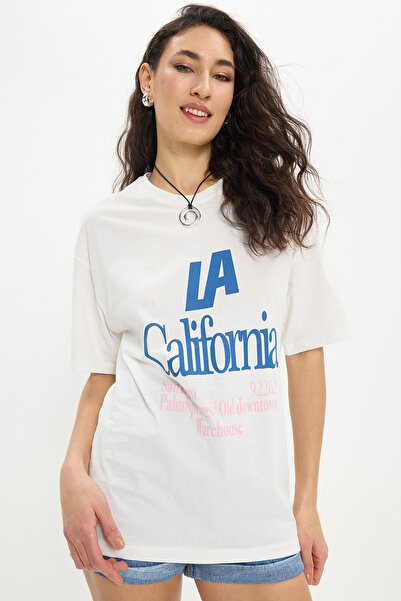 Tudors Γυναικεία μπλούζα με φαρδιά γραμμή, 100% βαμβακερή, με λαιμόκοψη ποδηλ...