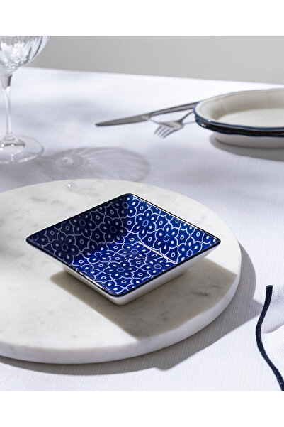 Madame Coco Reve Bleu Mais Square Plate - 12 cm - Blue/White
