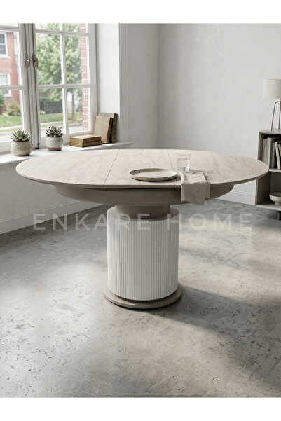 Enkare Sahra Bohem Açılabilir Masa - Yuvarlak Açılabilir Mutfak ve Salon Masa...