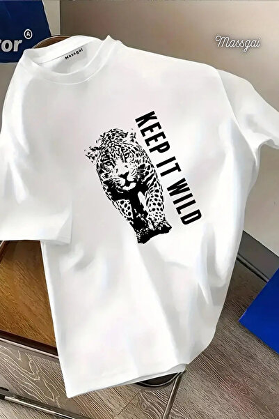 Massgai Μπλουζάκι Unisex Leopard Wild Keep με στάμπα Oversize από 100% βαμβάκι