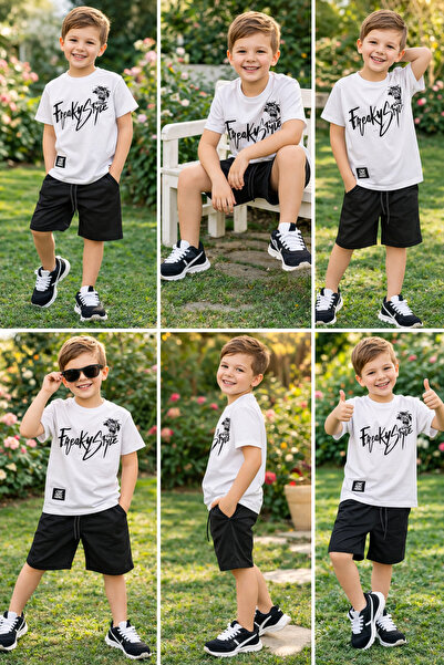 kahkaha kids Σετ μπλουζάκι με στάμπα και λινό σορτς για αγόρια – Καλοκαιρινό ...