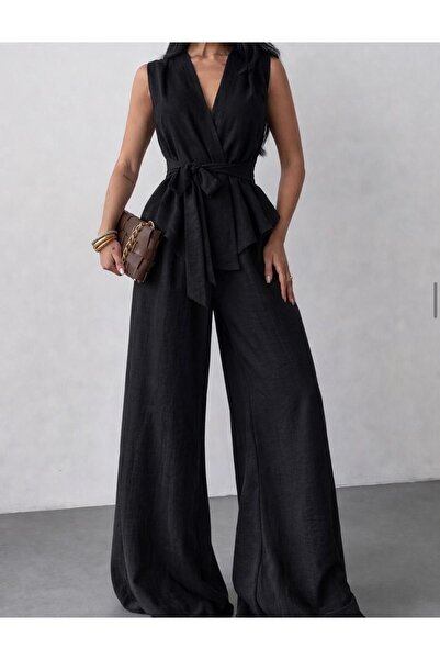 Get Crazy Set de pantaloni și vestă cu curea din țesătură modal