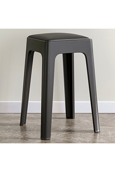 Destello ®   Μοντέρνο επενδυμένο σκαμπό, Πλαστικό και δέρμα, Μαύρο, 28 x 28 x...