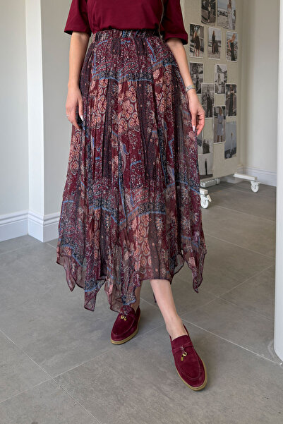 MAGARDE Φούστα σιφόν με σχέδιο σάλι και επένδυση - MÜRDÜM