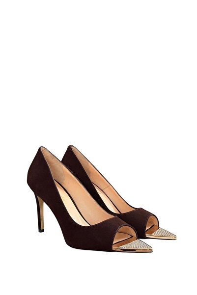 ESSO LA MİA Asel Pointed-Toe Women's Stiletto Shoes Brown Suede