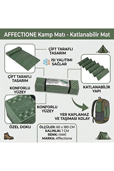 AFFECTİONE Kamp Minderi, Kamp Matı, Hafif Kamp Minderi, Katlanabilir Minder, ...