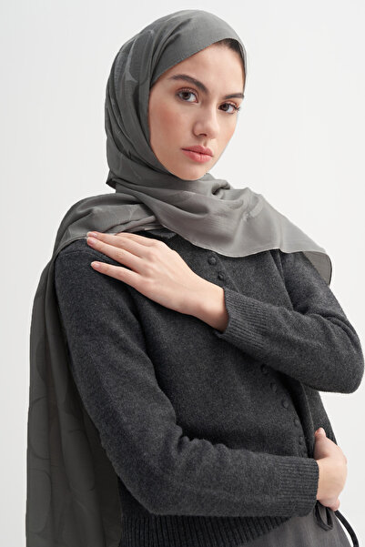 carell Monogram Desen Rina Floş Jakar Şal Antrasit