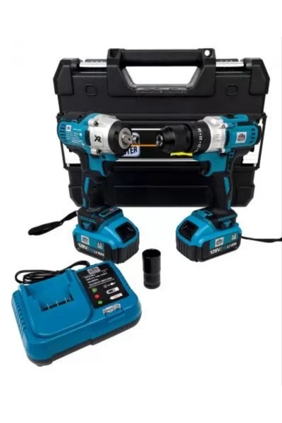 tatum Trusa Scule Masina cu Impact + Autofiletanta cu 2 Acumulatori 128V, 4Ah