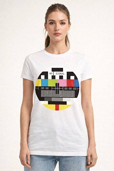 VODEXA Tricou oversize pentru femei NO SIGNAL, imprimat, 100% bumbac, croială...