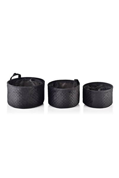 MONDEX SET DE 3 COȘURI SARA NEGRE 30x30x18/27x27x16/24x24x14 cm