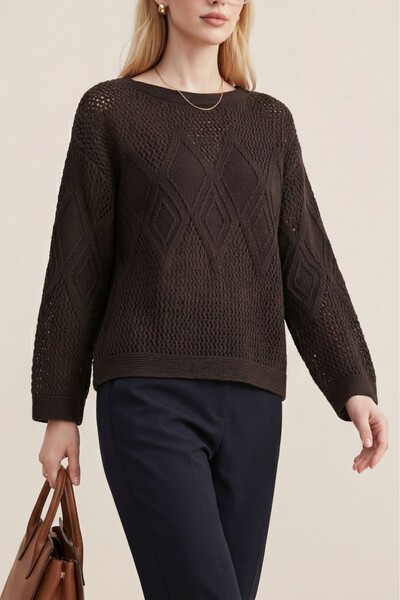 Modamorfo Πλεκτό πουλόβερ με διάτρητο σχέδιο στο μπροστινό μέρος και στα μανί...