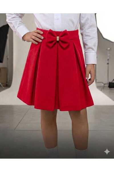 KAYAKİDS Girl's April 23Rd Red Skirt Girl's Red Skirt with Elastic Waist