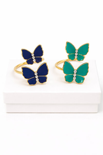 MakeWell 2-Piece Children's Rings with Butterfly, Cherry, Ladybug and Daisy D...